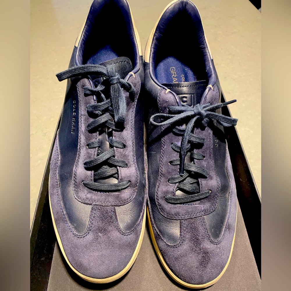Cole Haan navy blue men's shoes in leather and suede size 12